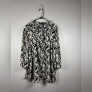 Lane Bryant Black and White Patterned Blouse
